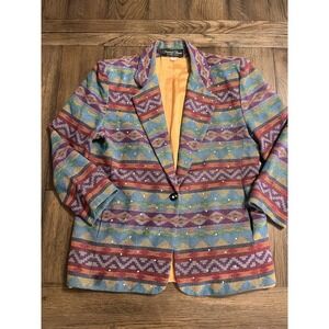 Vintage Marshall Rousso Las Vegas Women's Aztec Bedazzled Jacket Sz L